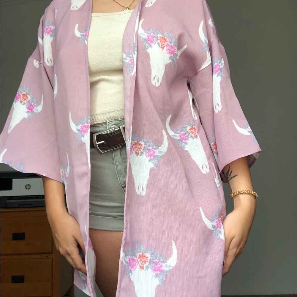 Floral Cow Skull kimono !